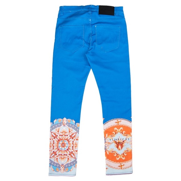 Vie Riche Baroque Print Denim Pants Size 32 (0329) - Picture 2 of 9